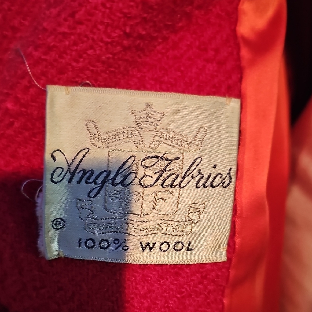 Vintage Circa 1960s Higbees Original Red 100% Wool Coat With Faux Fur Trim